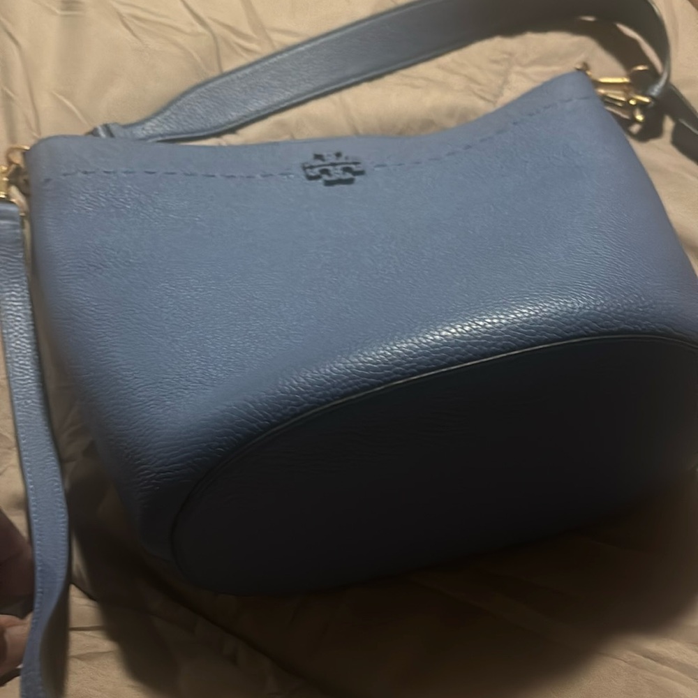 Blue Tory Burch bag.